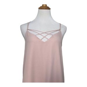 Express Blush Pink Strappy Tank Top Criss Cross Detail Blouse SZ M